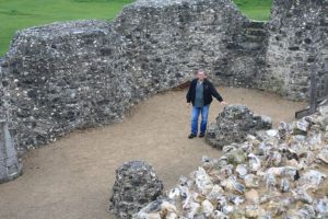 Blaik in some building remnants at Old Sarum.